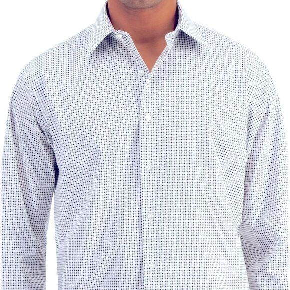 - CLUB ROOM |Men's Classic/Regular-Fit 
Check Dress Shirt white grey L - Picture 3 of 6
